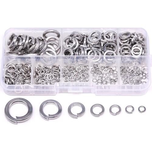 Spring Lock Washer,304 Stainless Steel Spring Lock Washer Assortment Set (410-Pcs,8-Size)