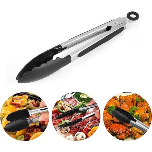 BBQ Grilling Tong Stainless Steel Anti-scalding Bread Food Clip Salad Bread Serving Non-Stick Tool for Kitchen Barbecue