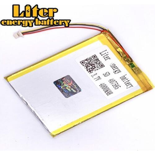 Plug 1.0-3P 3.7 V 407595 4000mah factory high quality tablet pc battery lithium polymer li-ion rechargeable battery lipo battery