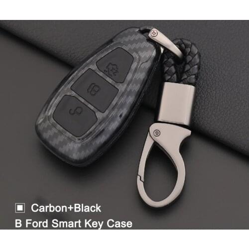 Carbon Fiber + ABS Silicone Car Key Protect Case Cover For FORD C-MAX FOCUS RS ST Fiesta Hatch Car Styling Key Ring Shell Cover
