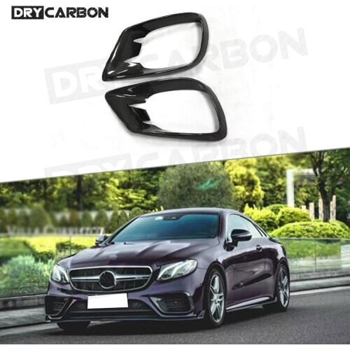 Carbon Fiber Front Bumper Foglamp Air Vent Trim Frame Mesh Cover for Mercedes Benz E Class C238 Sport Coupe 2017-2019