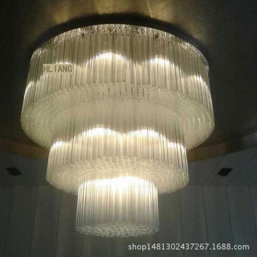 Villa crystal chandelier Duplex floor atmosphere luxury restaurant round three-story crystal chandelier lights led lighting