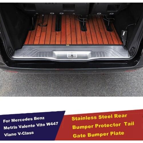 Rear Bumper Protector Threshold Plate Cover Sill Trim For Mercedes Benz Metris Valente vito viano V-Class W447 V250 2016 - 2018