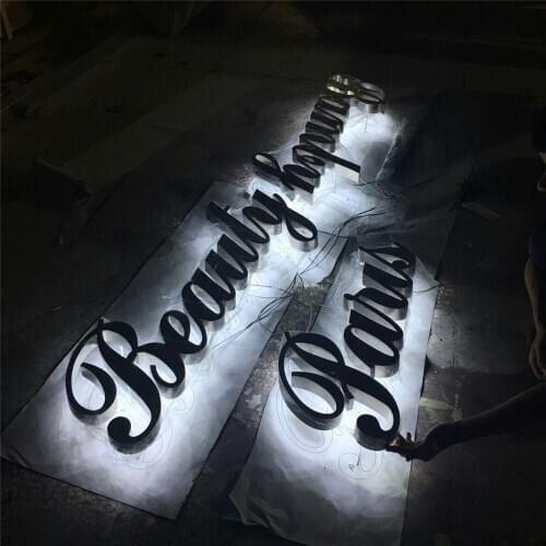 Factory Outlet outdoor advertising backlit Stainless steel led letter signs, storefront metal LED letters