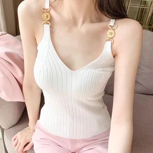 V-neck Halter Sexy Camisole Top 2020 Summer Women Sexy off-Shoulder Solid Color Sleeveless Camis Womens Clothing Tanks Tops