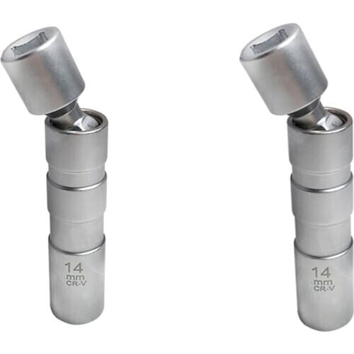 2Pcs 14mm 3/8'' Drive Swivel 12 Pt Spark Plug Wobble Socket For BMW
