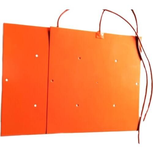 240V 1000W 500*500*1.5mm Silicone Heater for 3d printer adhesive 1 side 7 holes on pad 1000mm lead wire