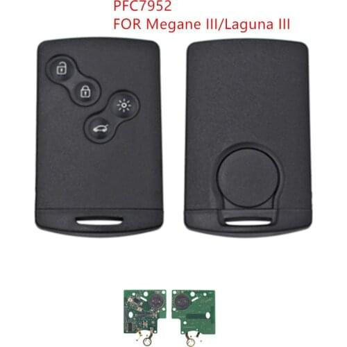4 Buttons Car Remote Key Card 433MHz PCF7952 ChipFor Renault Megane III Laguna III Koleos CLIO Smart Card 2008-2011