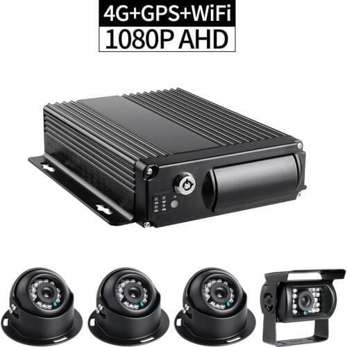 4CH 4G AHD 1080P SD Card Car Mobile DVR Kit Realtime Recorder PC/Phone Remote Monitor Playback GPS Record G-sensor,IR Cameras