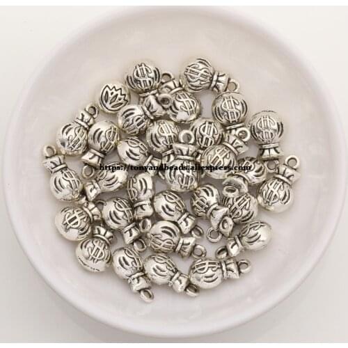 50Pcs/Lot) Zinc Alloy Tibetan Silver European Charm Dollar purse-Shape Pendant Size 13x8mm HZ5175