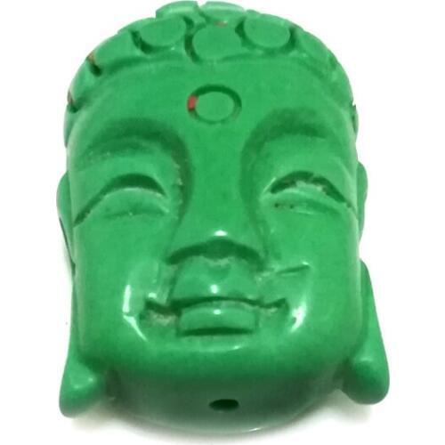 20-30mm Turquois Carved Handmade Buddha Head Pendant