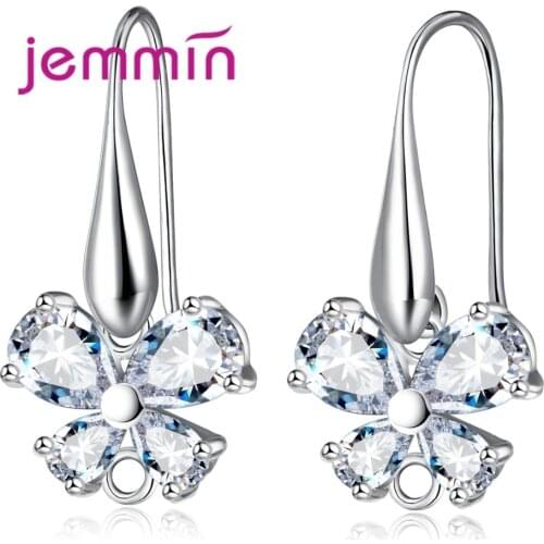 Hot Sale Prevent Allergy Fine 925 Sterling Silver Butterfly Shape Crystal Earring Findings Jewelry DIY Components