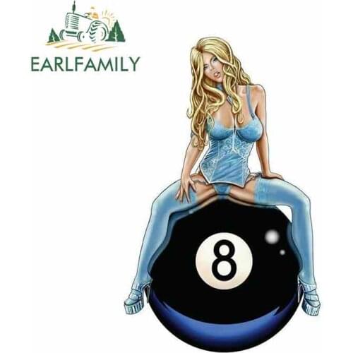 EARLFAMILY 13cm x 8.6cm Car Sticker Pin up Girl Graphics Lethal Threat 8 Ball Girl Decal Sticker Car SUV