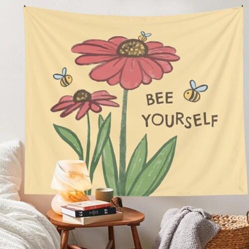 Red Flower Tapestry Wall Hanging Retro Flower Hippie Bohemian Tapestries Colorful Psychedelic INS Home Decor Floral Wall Decor