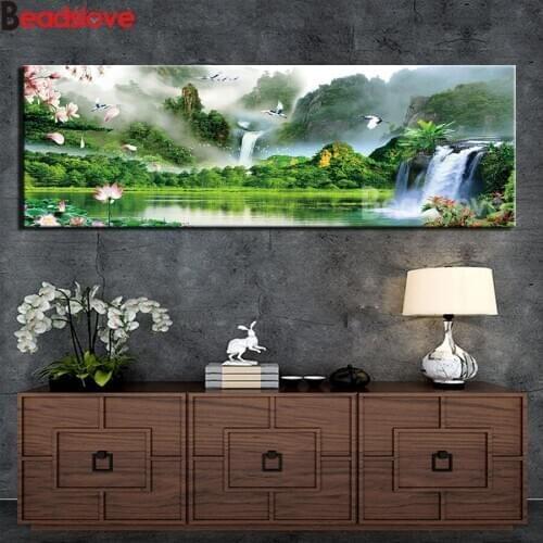 Mountain lake natural scenery diamond embroidery full rhinestone diamond painting cross stitch kit diamond mosaic home decor