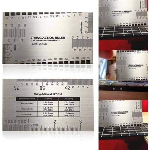 String Action Gauge Ruler Guide Setup Luthier Measuring for Electric Guitar Bass