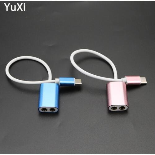 USB C Audio connecting cable Adapter Type C to Double 3.5mm Stereo Jack Earphone Splitter Audio sharing cable For Huawei Xiaomi