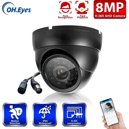 OH.EYES Face Detection 8MP Security Camera AHD Dome Vandalproof Face Playback Lens IR Night Vision Video Surveillance Camera