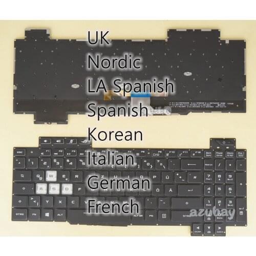 UK NE LA SP KR IT GR FR Keyboard For Asus V170162JE1 V170162JS1, 0KNR0- 661GKO00 / 661GIT00 / 661NGE00 / 661GFR00, RGB Backlit