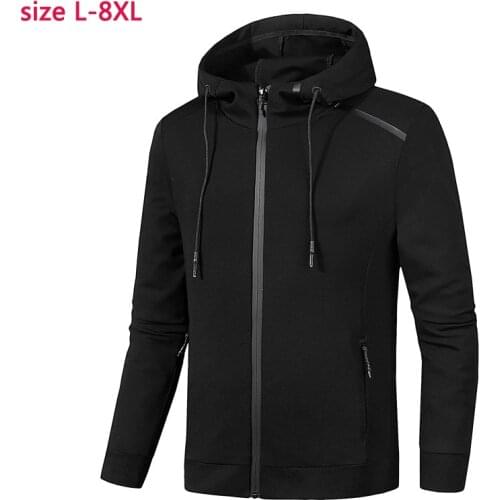 New arrival fashion autumn Spring Men Jacket Extra large Elastic Cardigan Hooded Casual Zipper Hoodies Men cotton plus size 8XL