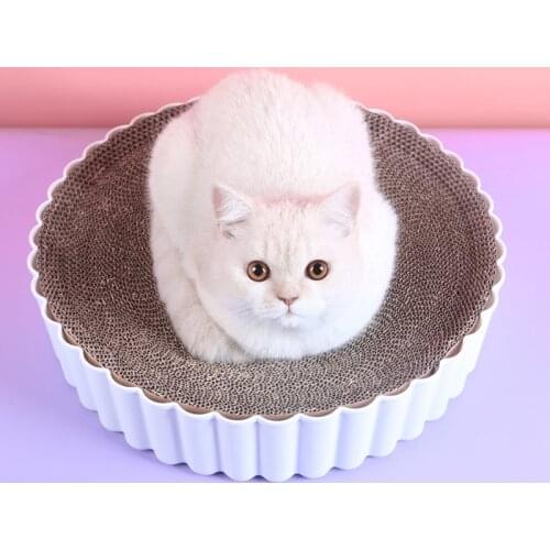 Cat Scratching Board Round Type Replaceable Scratcher Pad Kitten Scratch Toy Cat Couch Bed Lounge Sofa Grinding Nails Claw Care
