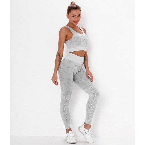 SALSPOR Women Fitness Sets Sports High Impact Bra Push Up Seamless Leggings Running Workout Quick Dry Tight Gym Tracksuit