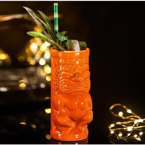 Maikai Statue 370ml Hawaii Tiki Mugs Cocktail Cup Beer Beverage Mug Wine Mug Ceramic Easter Islander Tiki Mug Bar Tool