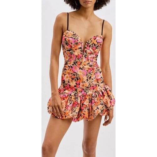 GypsyLady Floral Printed Strappy Mini Dress Backless Boho Summer Sexy Dresses for Women Ruffles Ladies Holiday Female Dress 2021