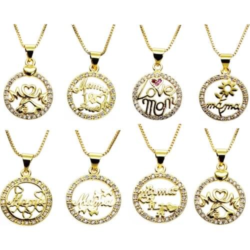 Fashion Zircon Pendant necklace chain letter MAMA pendant MOM Pendant necklace copper chain jewelry necklace gift for friends
