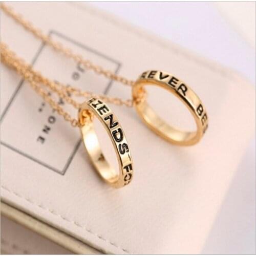 Fashion Simple Gold Color Rings Pendant Friend Gift For Man And Women Jewelry Accessories Best Friends