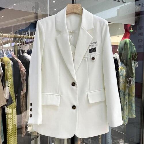 Fashion Suit Female 2021 New Womens Blazer Spring And Autumn Casual Ladies Coat White Outerwear