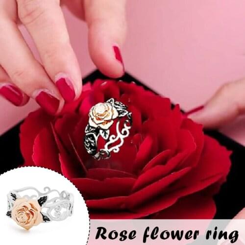 Forever Rose Ring for Women Girl 3D Wedding Engagement Rose Flower Love Jewelry Promise Ring TT@88