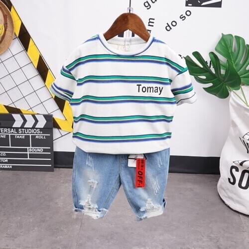 Baby Boy Clothes Casual Striped T-Shirt Short 2pcs Baby Clothing Set Summer Child Kids Costume For Boys Toddler Boys Clothes 2-7