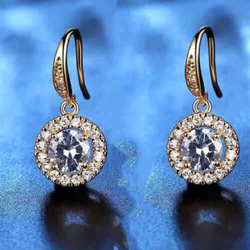 Wholesale 6 pairs of classic round inlaid small zircon earrings shiny crystal zircon fashion earrings ladies jewelry gifts