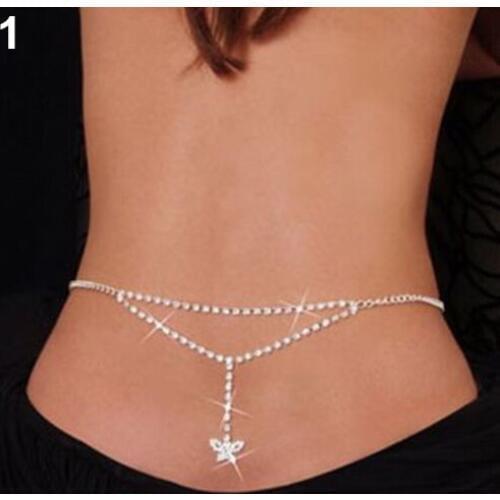 SEXY RHINESTONE BELLY SLIM WAIST CHAIN LOWER BACK FOR BIKINI A97I