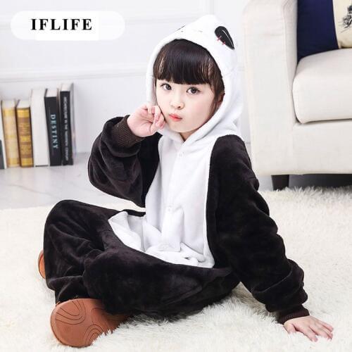 Onesie Hooded Panda Children Pijama Kids Animal Cosplay Pajamas One Piece Sleepwear Halloween Costume Jumpsuit