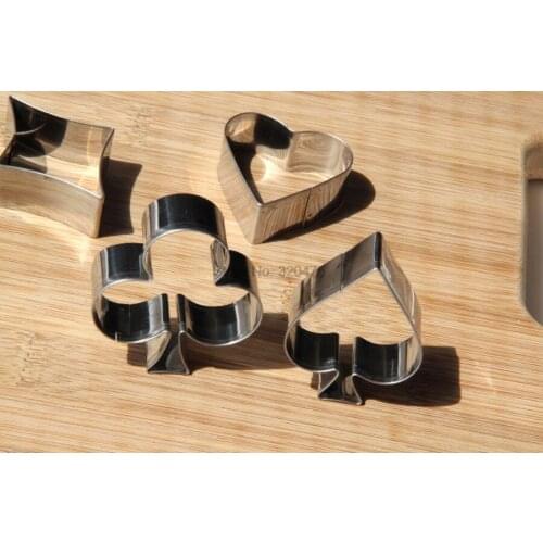By dhl 500set 4pcs/set Poker Cookie Mold Stainless Steel Playing Cards Cake Fondant Mold Spade Diamond Biscuit Cutter