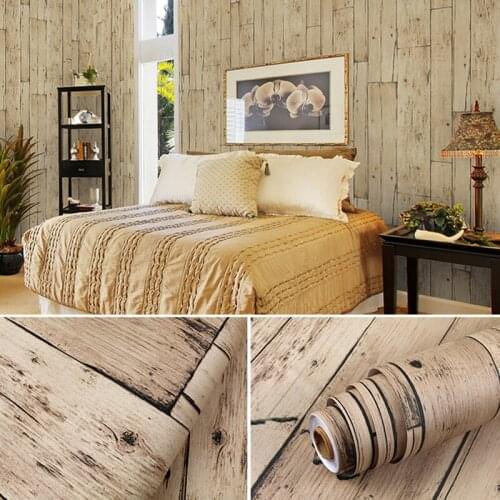 Wood Grain Self-adhesive Vinyl Wallpaper DIY Waterproof Wall Stickers Home Decoration Membrane Wallpaper Peelable Wallpaper