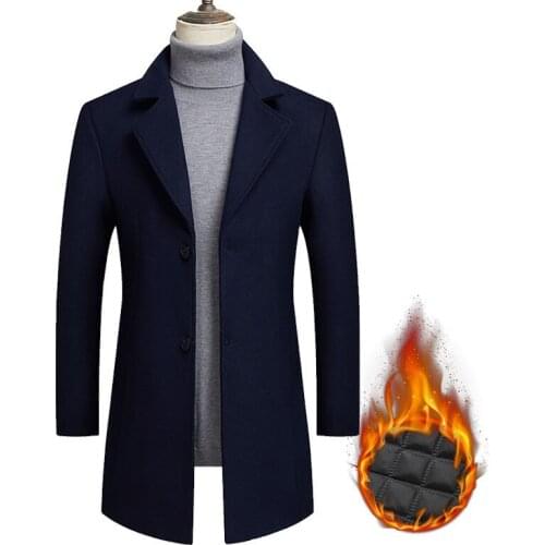 Wool overcoat mens medium length thickened autumn and winter stand collar wool woolen overcoat coat mens windbreaker