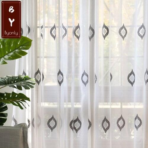 New Curtains For Living Dining Room Bedroom Modern Minimalist White Embroidery Curtain Modern Fashion Fabric Customization