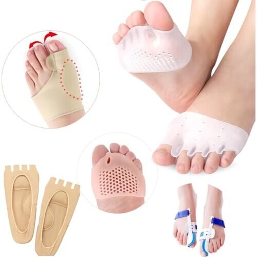 Silicone Forefoot Pads Gel Insoles Pedicure Socks Bunion Corrector Finger Toe Separator Hallux Valgus Correction Cushion Gel Pad
