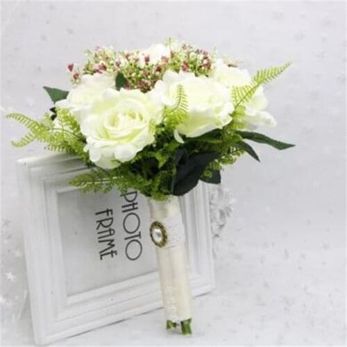 Wedding Bouquet Artificial Roses Wedding Flowers Bridal Bouquets Bridesmaids Bouquets Pink White Marriage Wedding Flowers