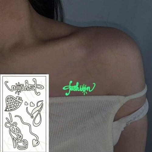 Glow in the dark Luminous Tattoo Sticker"fashion" High heels Love heart Waterproof Temporary The Body Art Party Tattoo Stickers