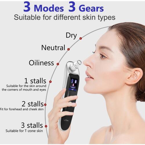 Blackhead Remover Vacuum Face Nose Acne Black Dot Pimple Cleaner Pore Machine With 6 Head Skin Care Tools USB Charging