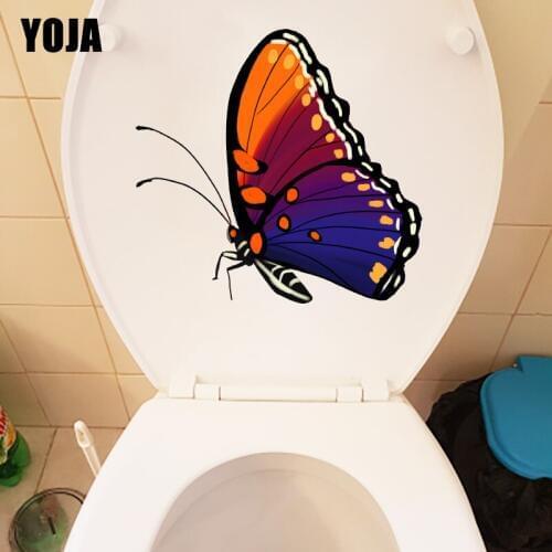 YOJA 20.8X19.6CM Beautiful Cartoon Butterfly Toilet Seat Decal Classic Home Room Decor Wall Sticker T1-2179