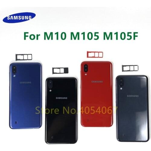 For SAMSUNG Galaxy M10 M105 M105F Battery Back Cover Door Housing Replacement Repair Parts Protection Plastic Case SIM Card Tray