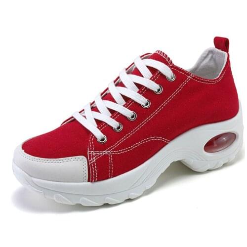 Women Vulcanize Shoes Walking Plus Size Canvas Lace-Up Ballet Flats Casual Running Sneakers Classics High Platform Sports Shoe