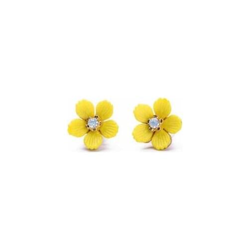Womens fashion flower earrings brand cute yellow flower petal stud earrings for women