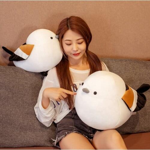 35/50cm PP Cotton Stuffed Simulation Tit Sparrow Plush Lifelike Bird Toy Fuzzy Animal Doll Comforting Kids Birthday Present Deco
