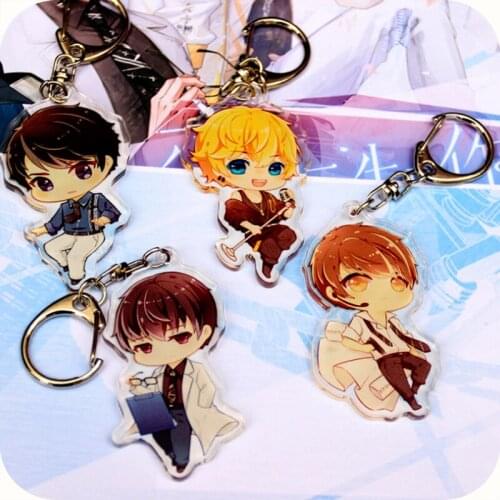 4pcs Anime Cartoon Love and Producer Bai Qi Printed Pendant Acrylic Keychain Cosplay Prop Decor Boy Girl Keyring Gift